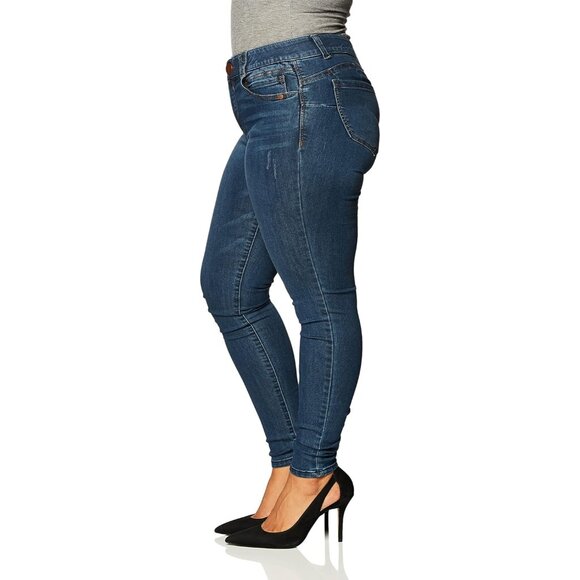 Womens Ankle Skimmer Jeans Cotton Spandex Zip Closure 14 Indigo - Picture 3 of 5